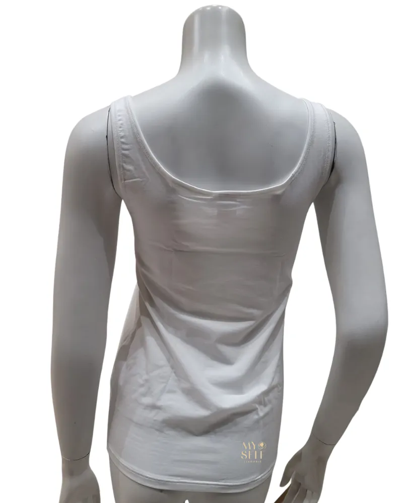 12175 #001 White Sleeveless Cotton Undershirt Tank Top