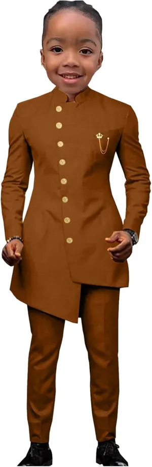 2 Piece African Boys Formal Suits Kids Tuxedo Wedding Dinner Party Performance Jacket Pants for Boys