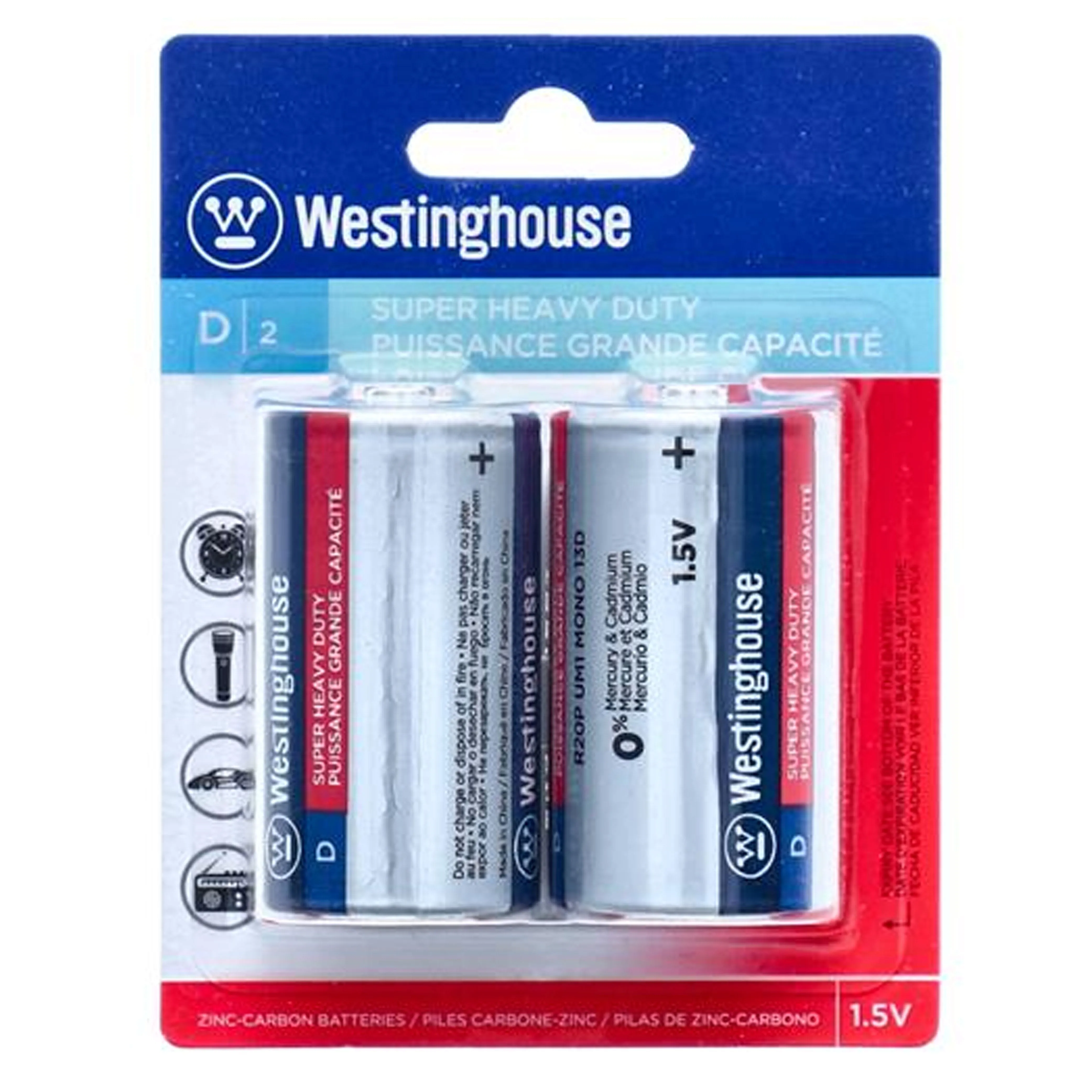 4 Pc Super Heavy Duty Size D Batteries 1.5V Zinc Carbon Long Lasting Power