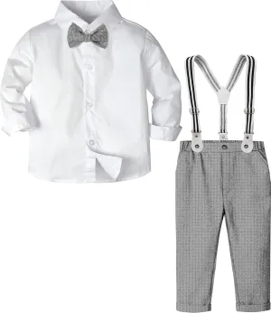 A&J DESIGN Toddler Suit Boys Baby Wedding Dress Clothes Kids Formal Outfit Set with Suspender