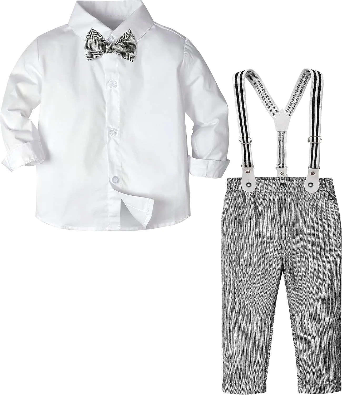 A&J DESIGN Toddler Suit Boys Baby Wedding Dress Clothes Kids Formal Outfit Set with Suspender