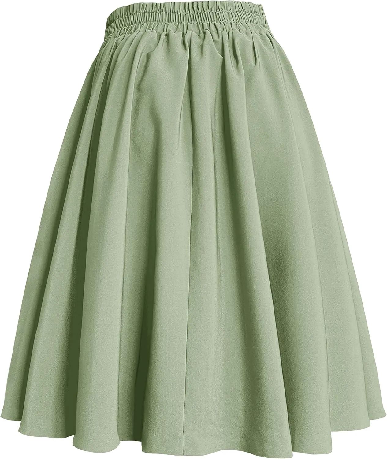 Afibi Womens Vintage High Waist A-Line Skater Skirt Flared Midi Skirt with Pockets