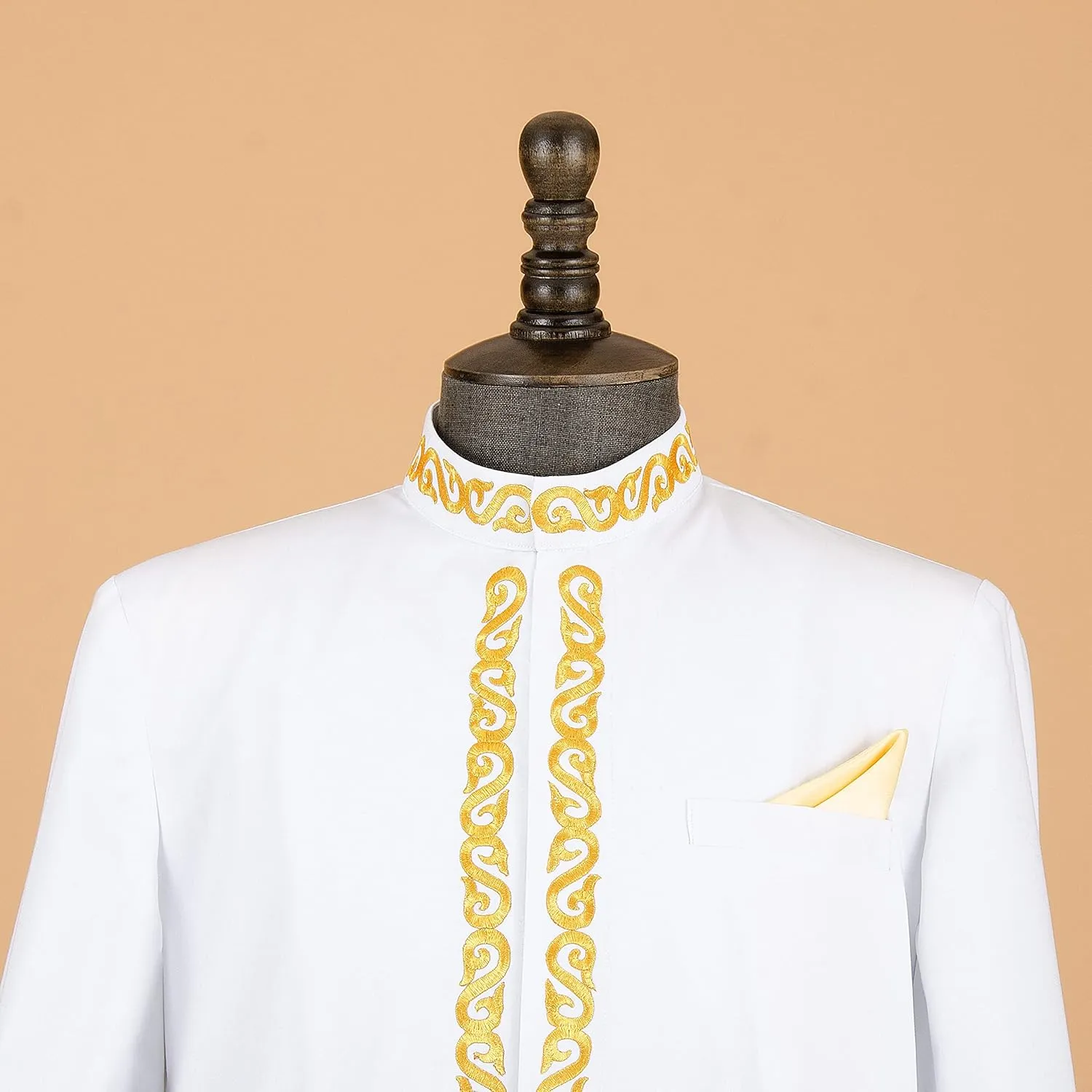 African Suit for Men Jacket and Trousers 2 Piece Set Dashiki Blazer with Kerchief Bazin Riche Kaftan Wedding Evening