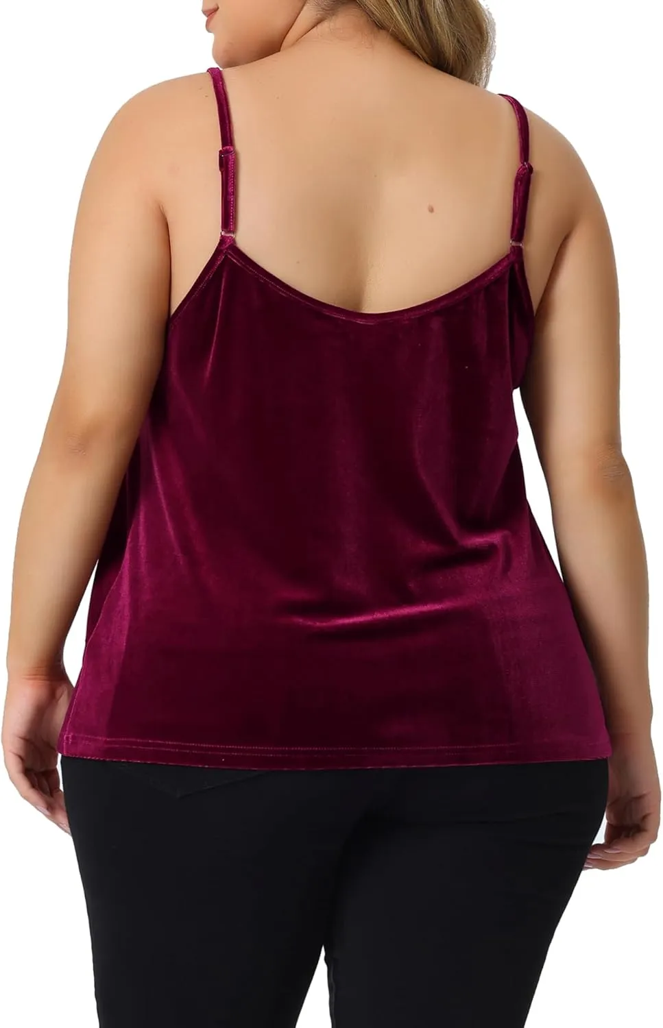 Agnes Orinda Plus Size Camis for Women Criss Cross V Neck Spaghetti Strap Cami Velvet Tank Top