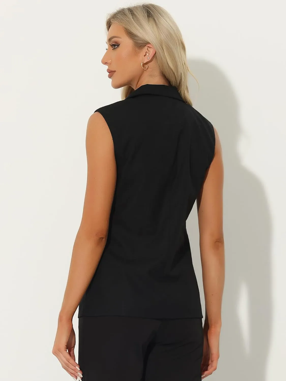 Allegra K Casual Sleeveless Blazer Vest for Women's Spring Summer Cotton Linen Work Office Suit Vest Jacket