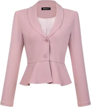 Allegra K Work Short Blazer for Women's Lapel Collar Long Sleeve Ruffle Casual Office Jacket