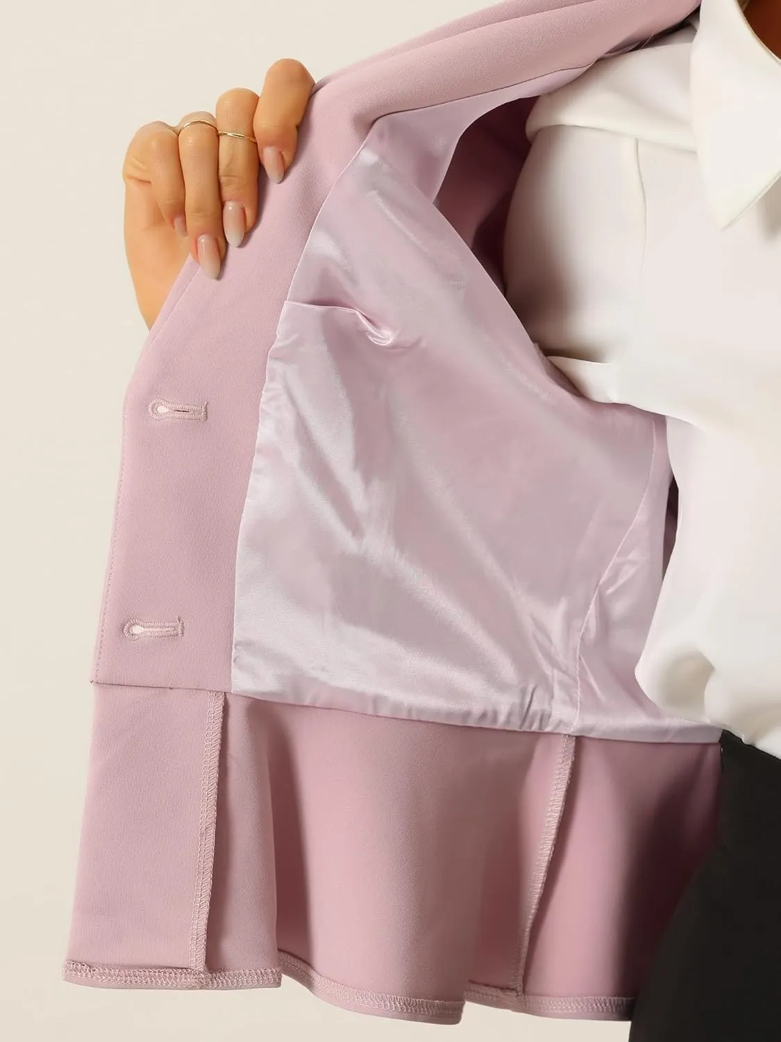 Allegra K Work Short Blazer for Women's Lapel Collar Long Sleeve Ruffle Casual Office Jacket