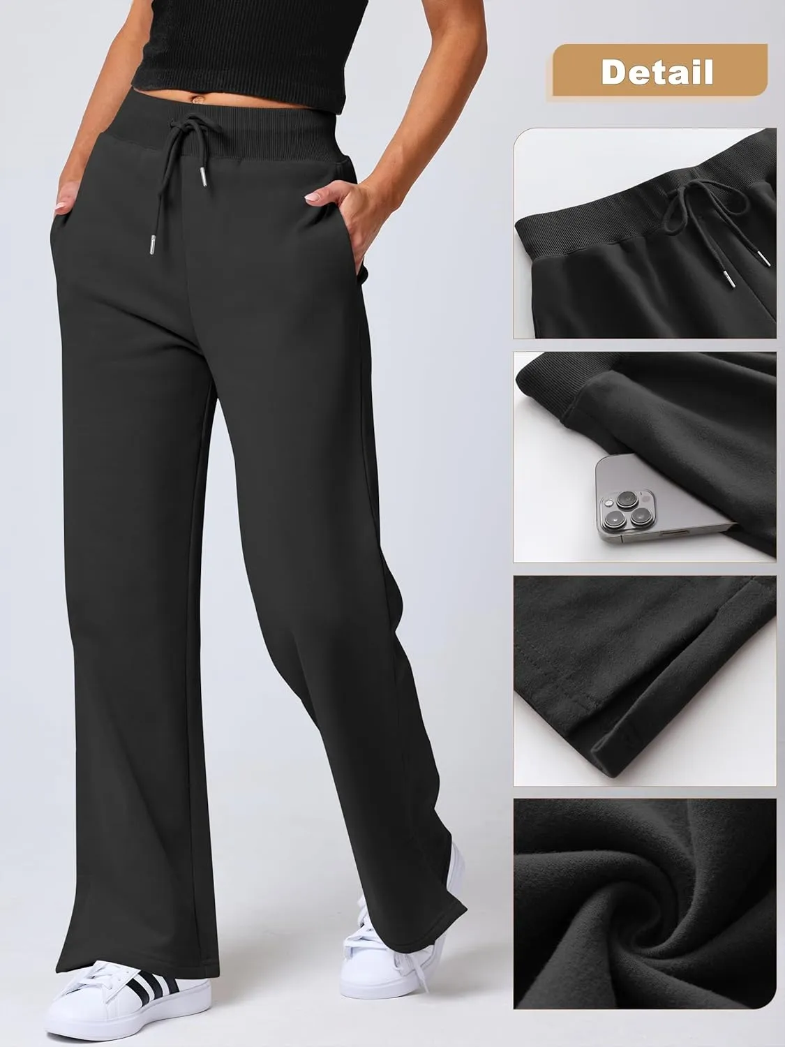 ANRABESS Women's Sweatpants Straight Leg High Waist Casual Drawstring Sweat Pants Workout Athletic Joggers with Pockets