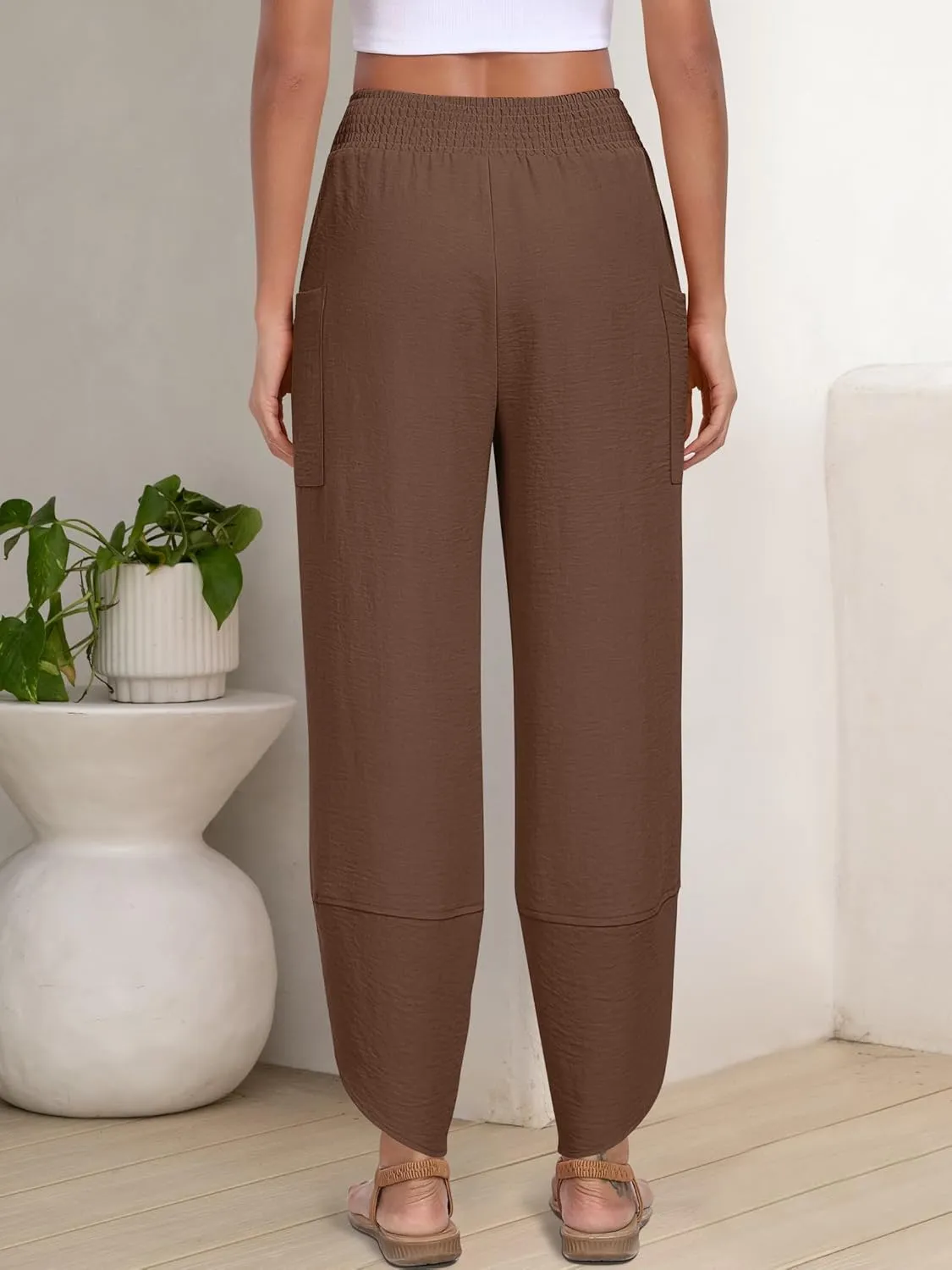 ANRABESS Womens Wide Leg Palazzo Capri Pants 2025 Summer Casual Loose High Waisted Lounge Flowy Cropped Beach Work Trousers