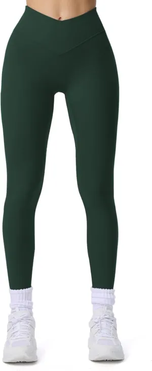 Aoxjox Workout Leggings for Women Vanity V Waist Hight Waist Tummy Control Hidden Scrunch Athletic Gym Yoga Pants 24"/26"/28"