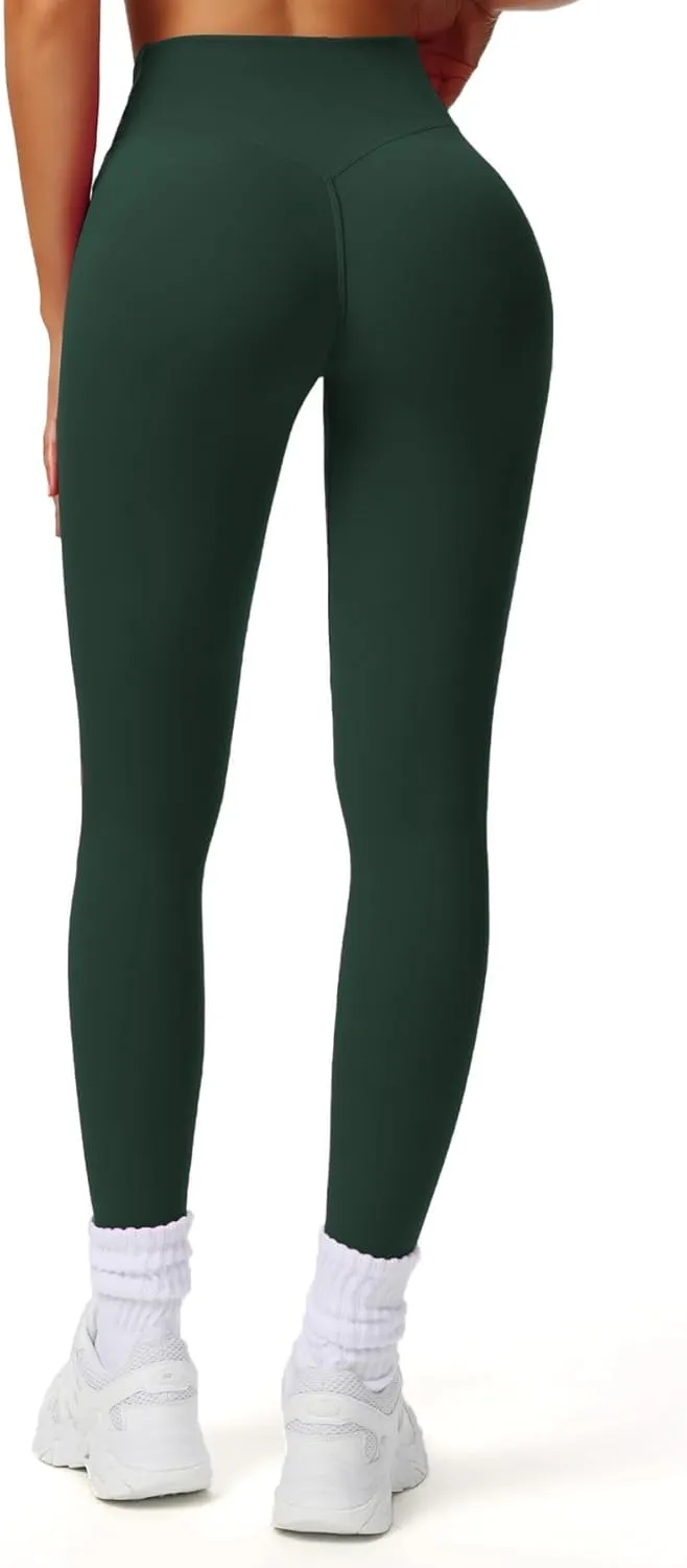 Aoxjox Workout Leggings for Women Vanity V Waist Hight Waist Tummy Control Hidden Scrunch Athletic Gym Yoga Pants 24"/26"/28"