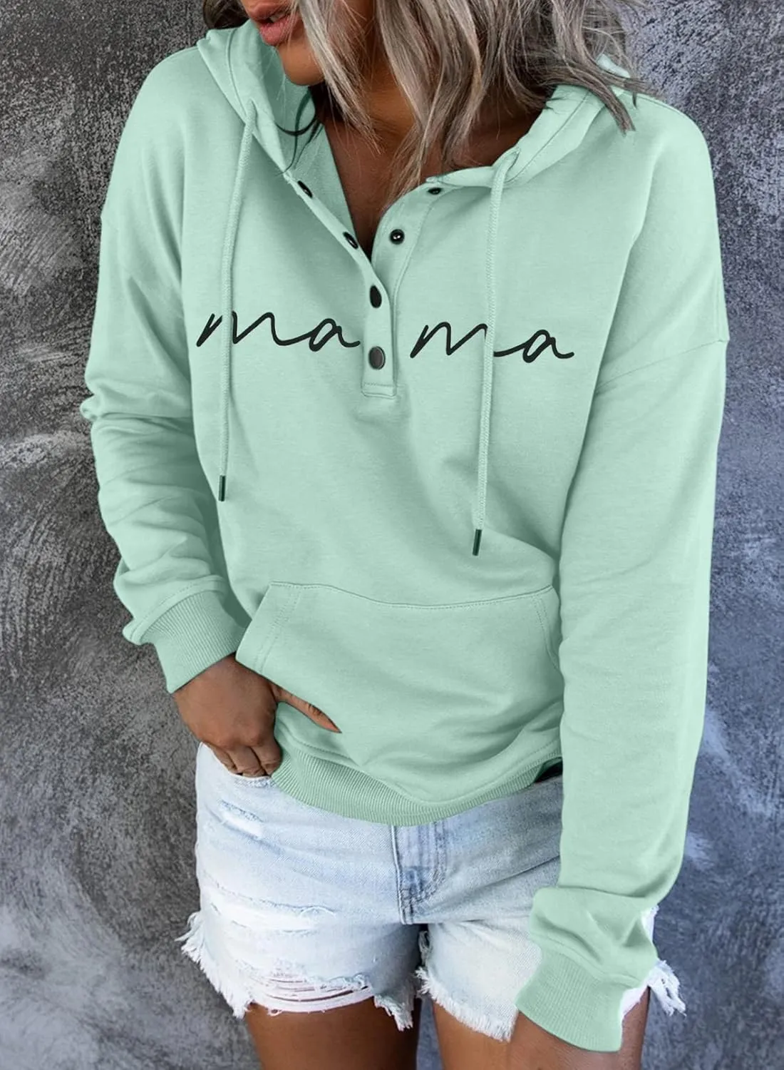 ASTANFY Womens Crewneck Sweatshirt Mama Letter Print Long Sleeve Loose Fashion Pullover Top