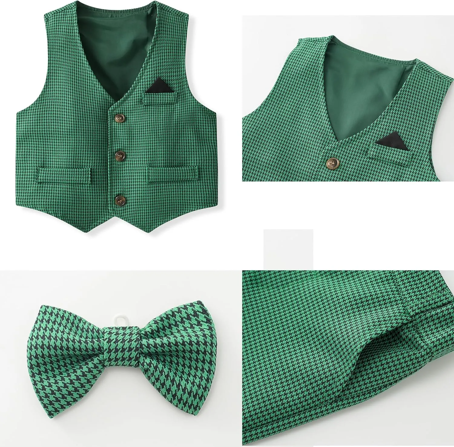 Baby Boys' 4-Piece Gentleman Suit Set with Shirt, Vest, Bowtie and Pants Outfits