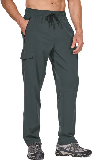 baleaf Men's Hiking Pants Water Resistant Cargo Quick Dry Travel Elastic Waist with Zip Pockets UPF 50  for Work Running