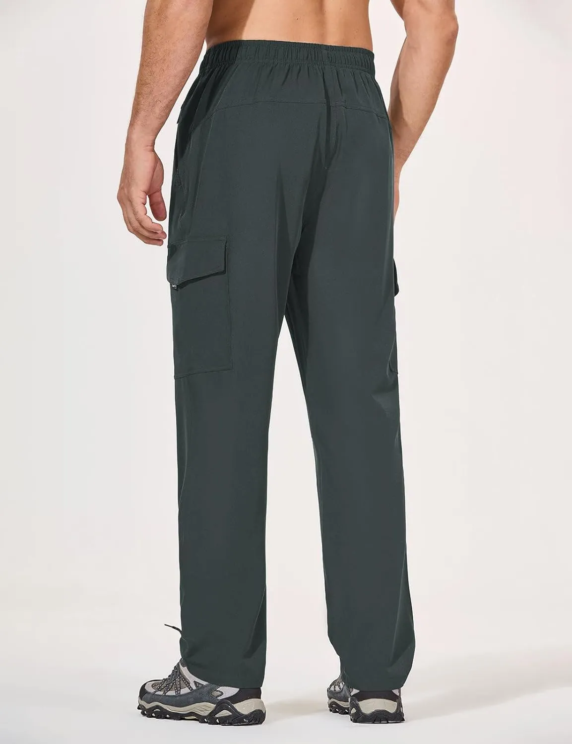 baleaf Men's Hiking Pants Water Resistant Cargo Quick Dry Travel Elastic Waist with Zip Pockets UPF 50  for Work Running