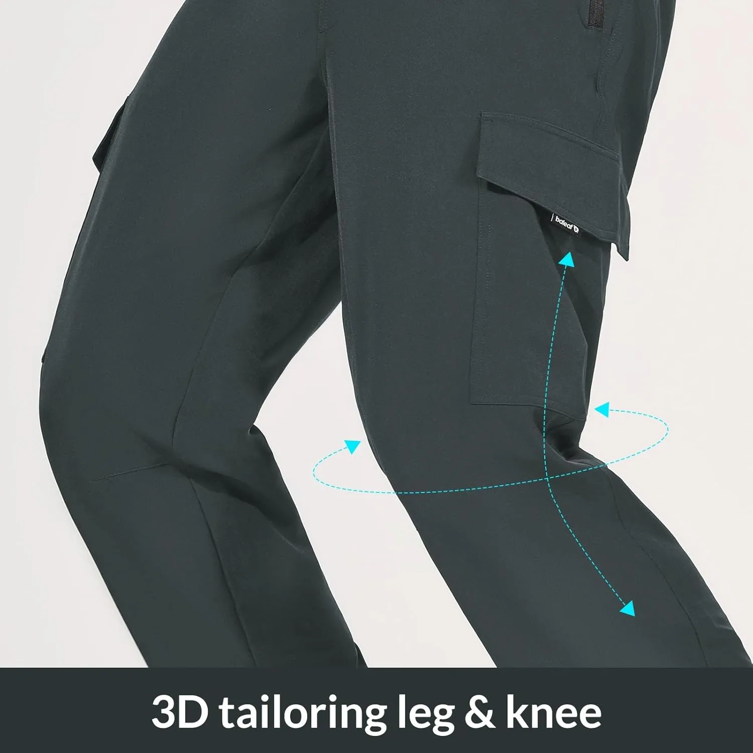 baleaf Men's Hiking Pants Water Resistant Cargo Quick Dry Travel Elastic Waist with Zip Pockets UPF 50  for Work Running