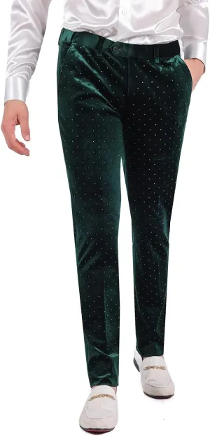 Barabas Men's Rhinestone Velvet Slim Fit Chino Dress Pants 2CP3020