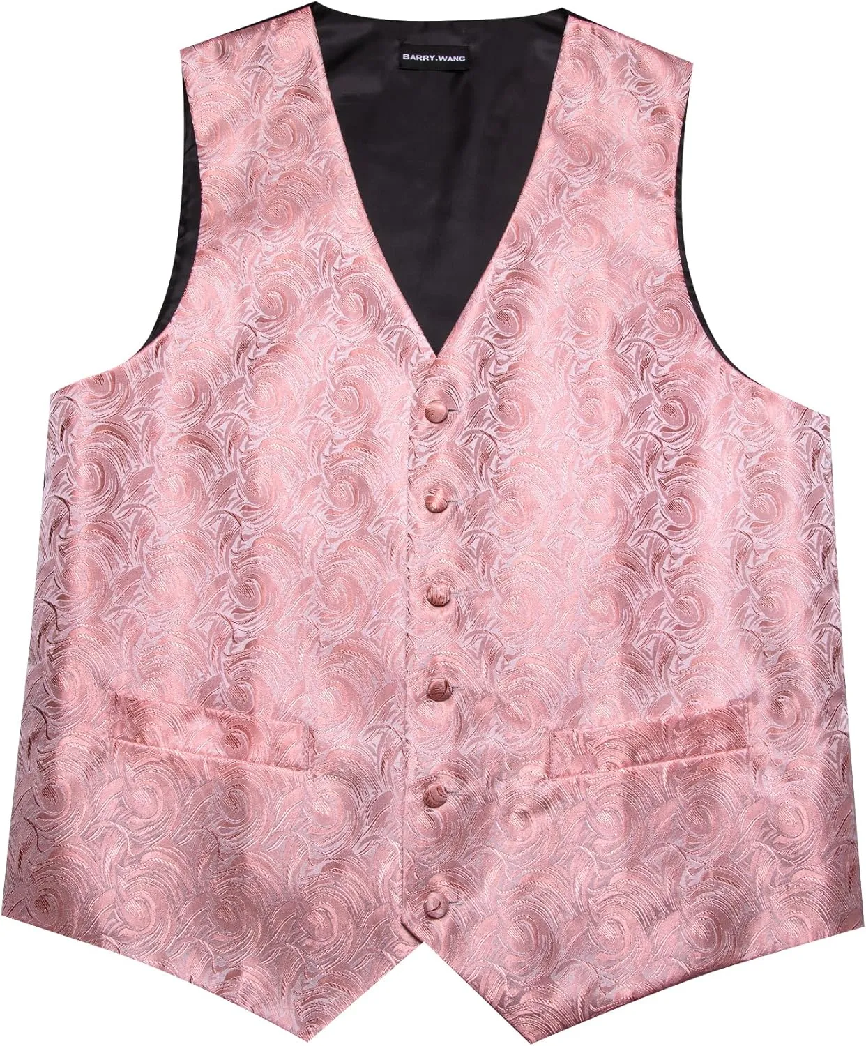 Barry.Wang Mens Paisley V-neck Suit Vest Formal/Leisure Silk Jacquard Waistcoat Tie Set 5PCS