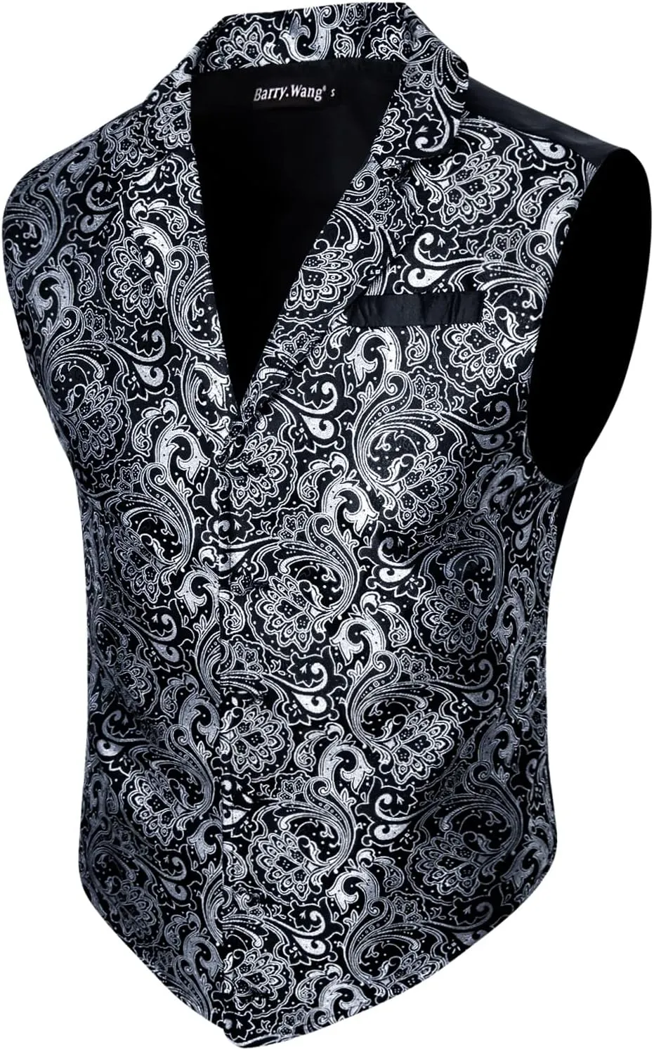 Barry.Wang Mens Victorian Suit Vest Lapel Collar Silk Paisley Steampunk Gothic Waistcoat Formal/Leisure Party