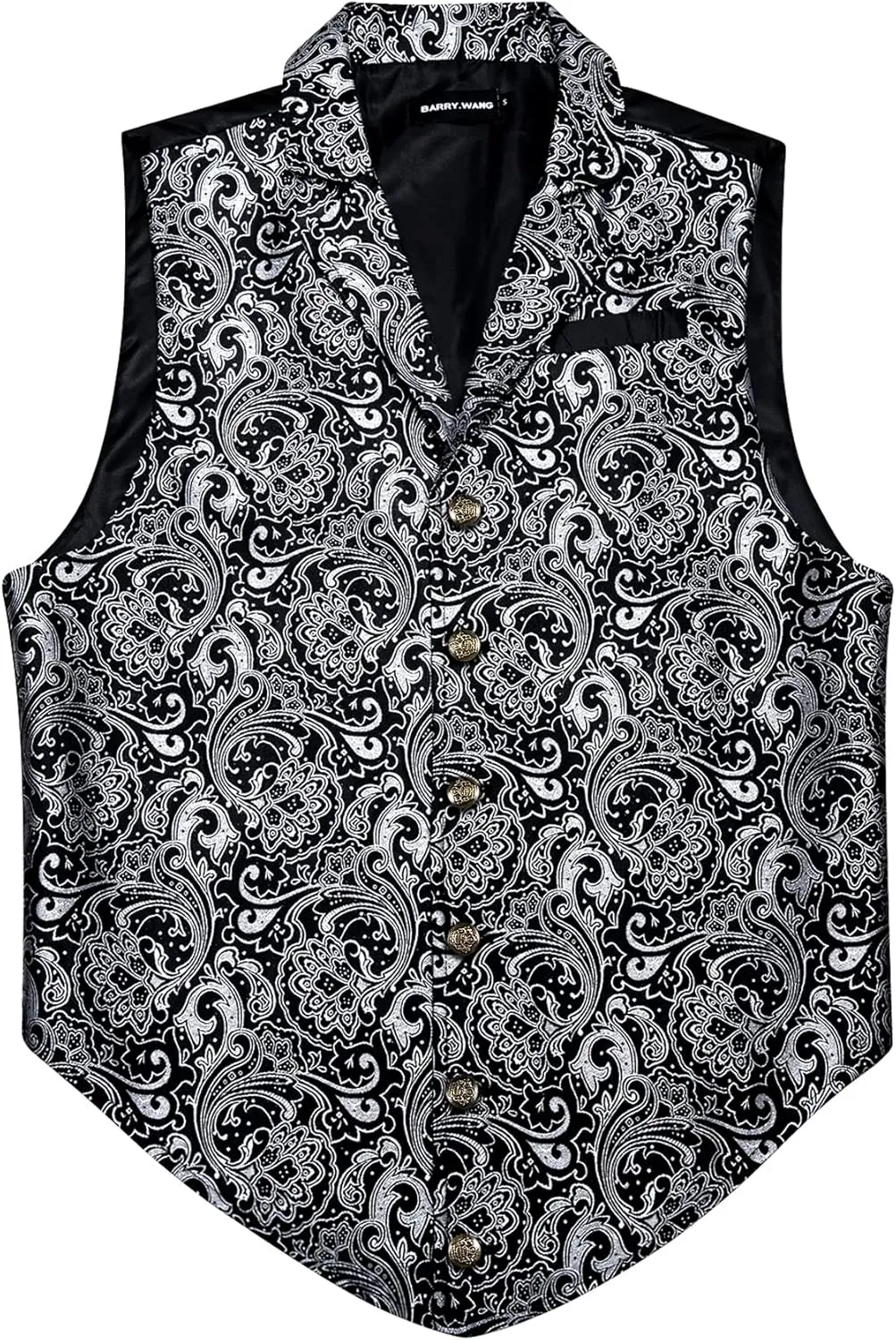 Barry.Wang Mens Victorian Suit Vest Lapel Collar Silk Paisley Steampunk Gothic Waistcoat Formal/Leisure Party