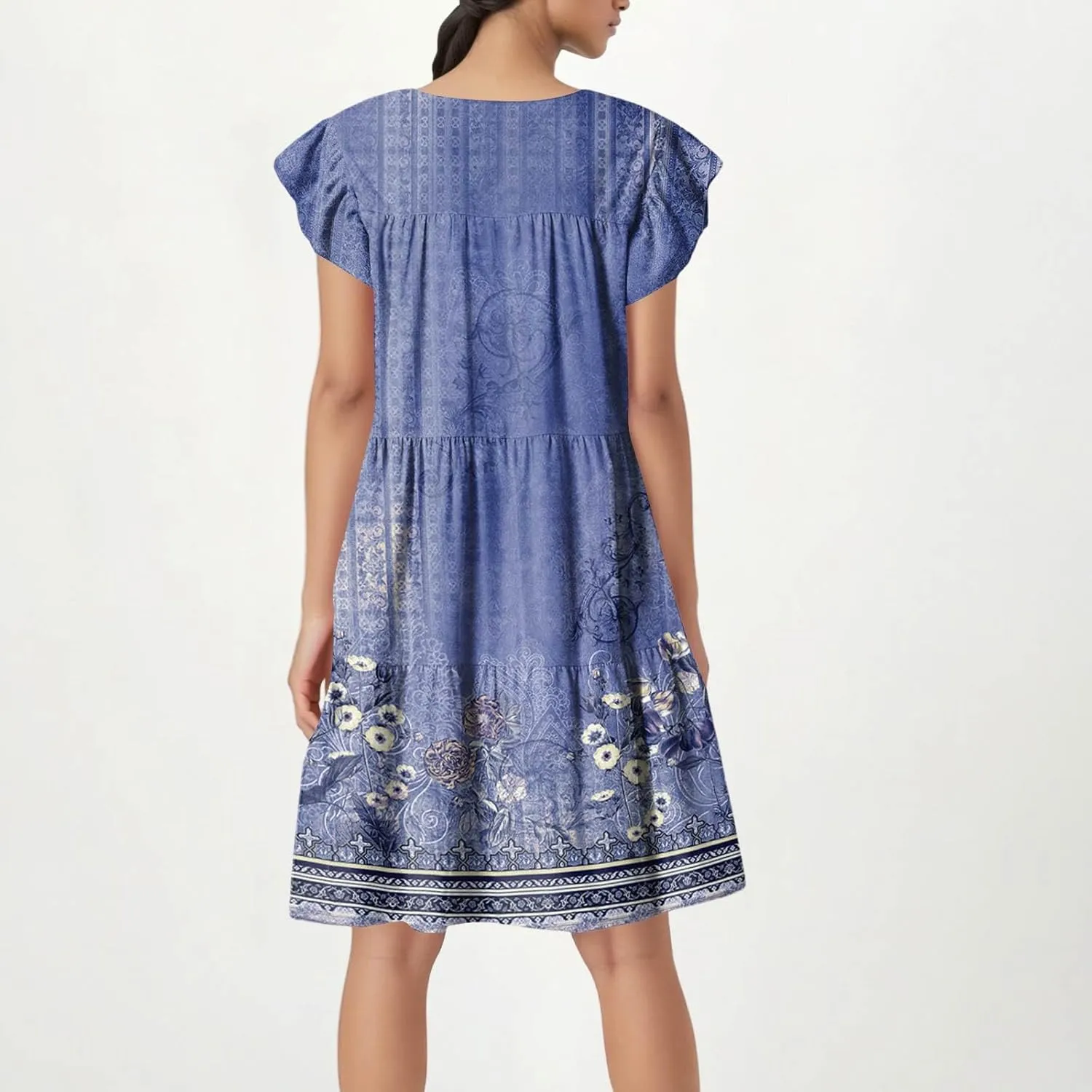 BAXLIMEK Babydoll Dresses for Women,2025 Summer Cute Pleated Ruffle Cap Sleeve Mini Dress,Flowy Tiered Beach Vacation Dress