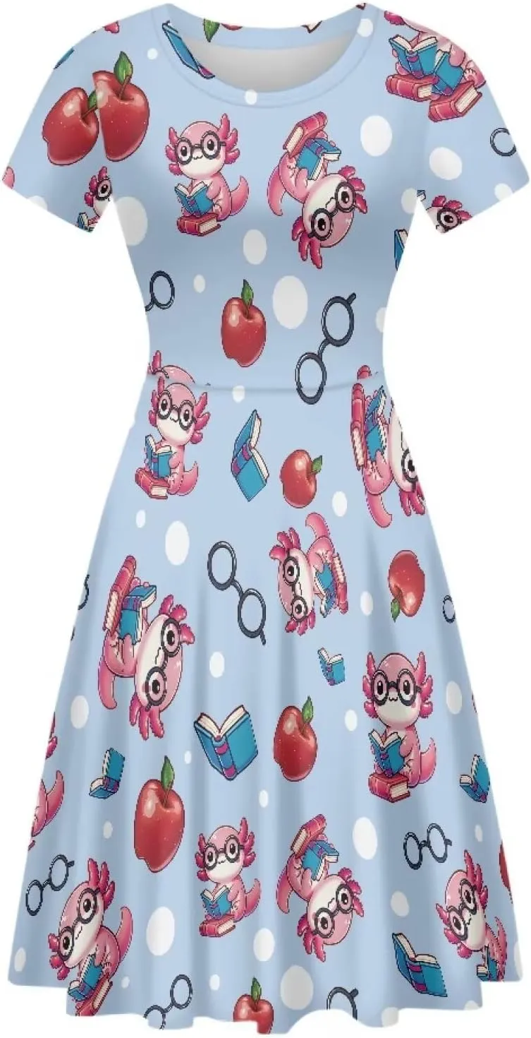 Belidome Women Summer Swing Midi Dress with Sleeves Causal Loose Fit Elegant Size S-4XL Clothes
