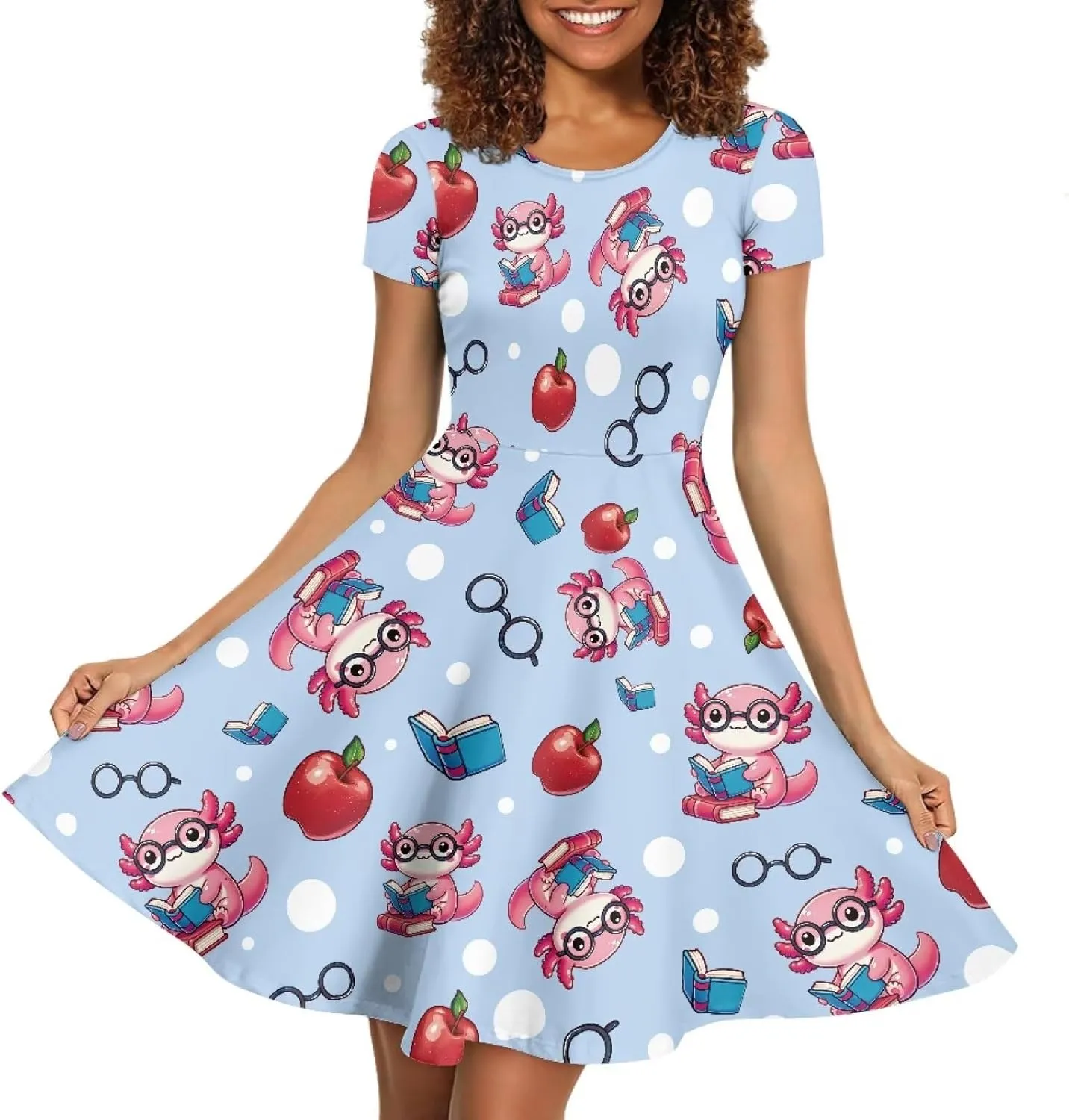 Belidome Women Summer Swing Midi Dress with Sleeves Causal Loose Fit Elegant Size S-4XL Clothes