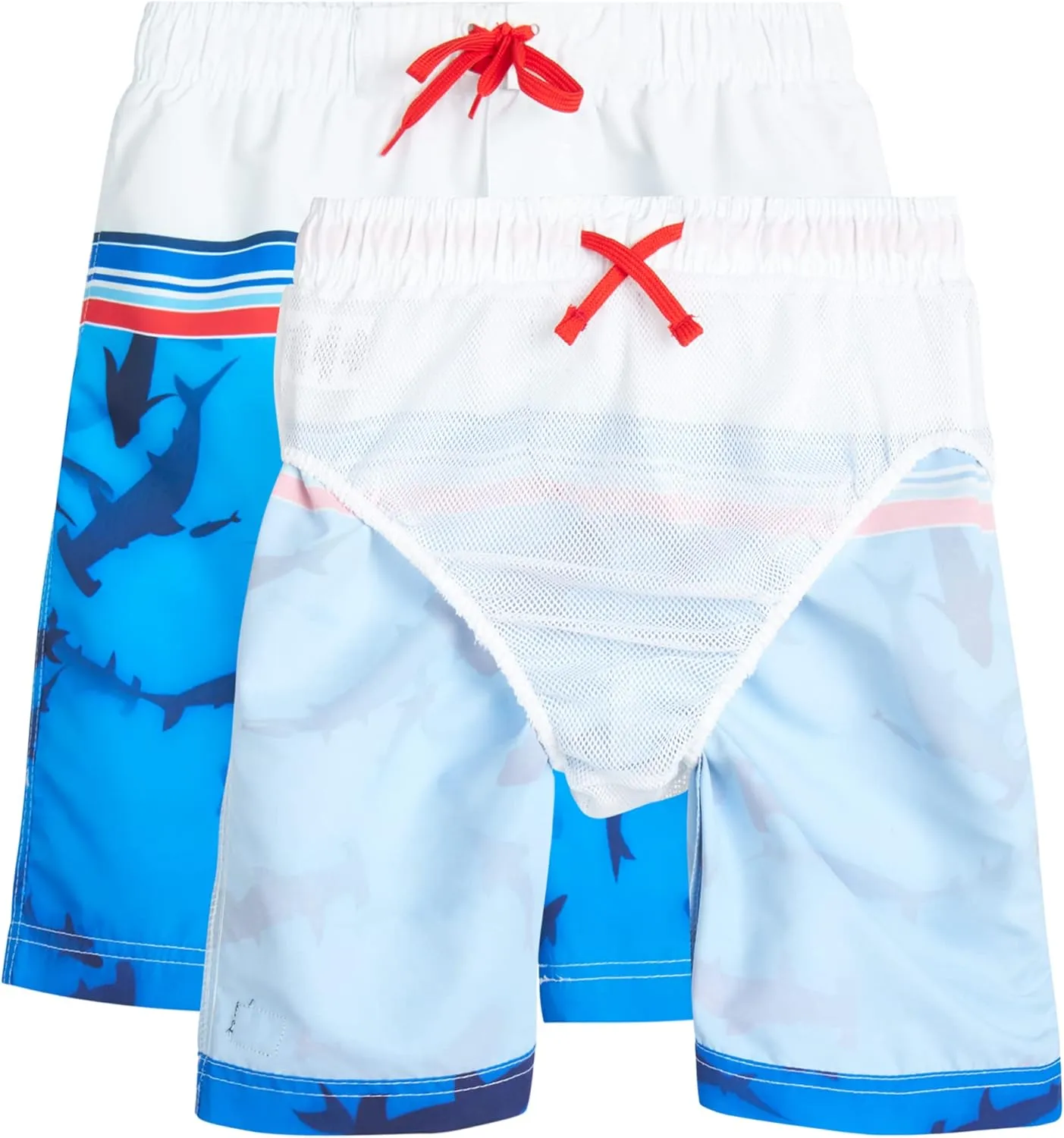 Big Chill Boys Rash Guard Set - 4 Piece UPF50  Sun Protection Quick Dry Short Sleeve Swim Shirt & Swim Trunks Set (Size 4-14)