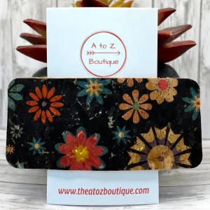 Black Floral Cork Hair Clip