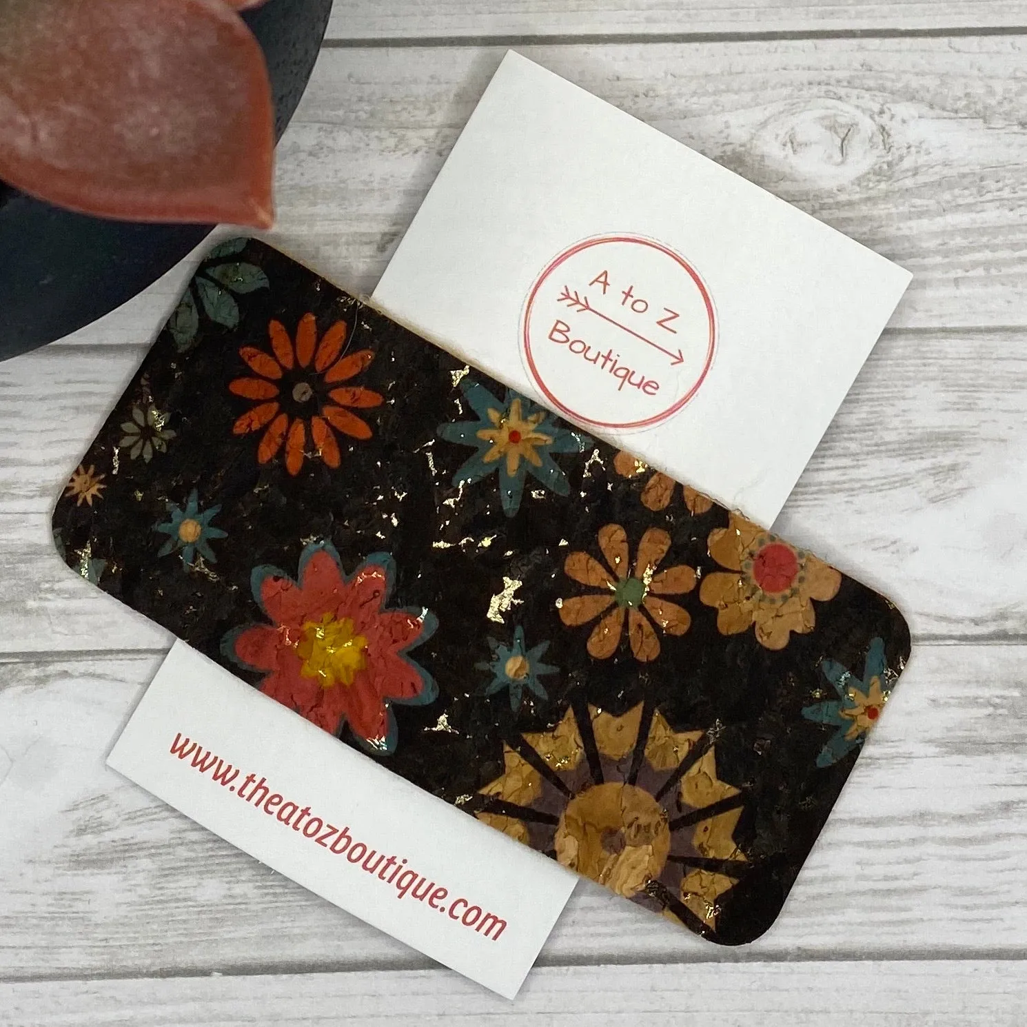 Black Floral Cork Hair Clip