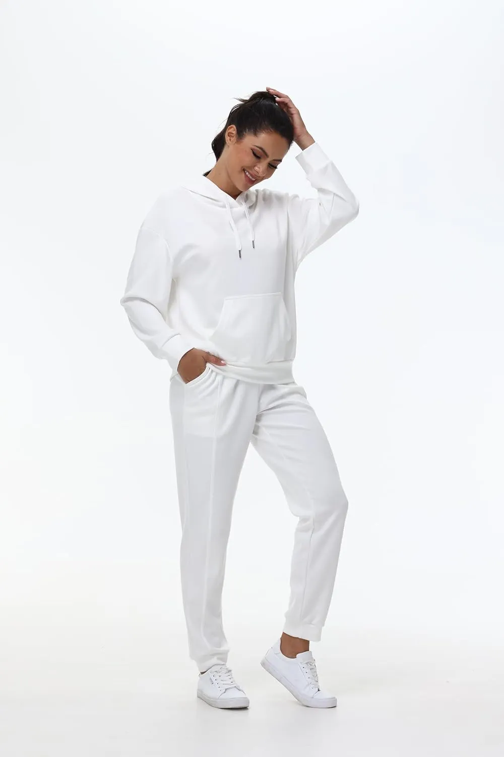 Blaosn Workout 2 Piece Sweatsuits Sets for Women Oversized Hoodie Sweatshirts Jogger Pants Matching Outfits Lounge Clothes