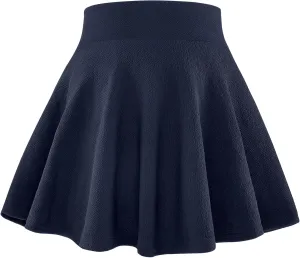 BOOPH Kids Girls Skirt Casual Mini Flare Plain Pleated Stretch Waist Skater Uniform Skirts