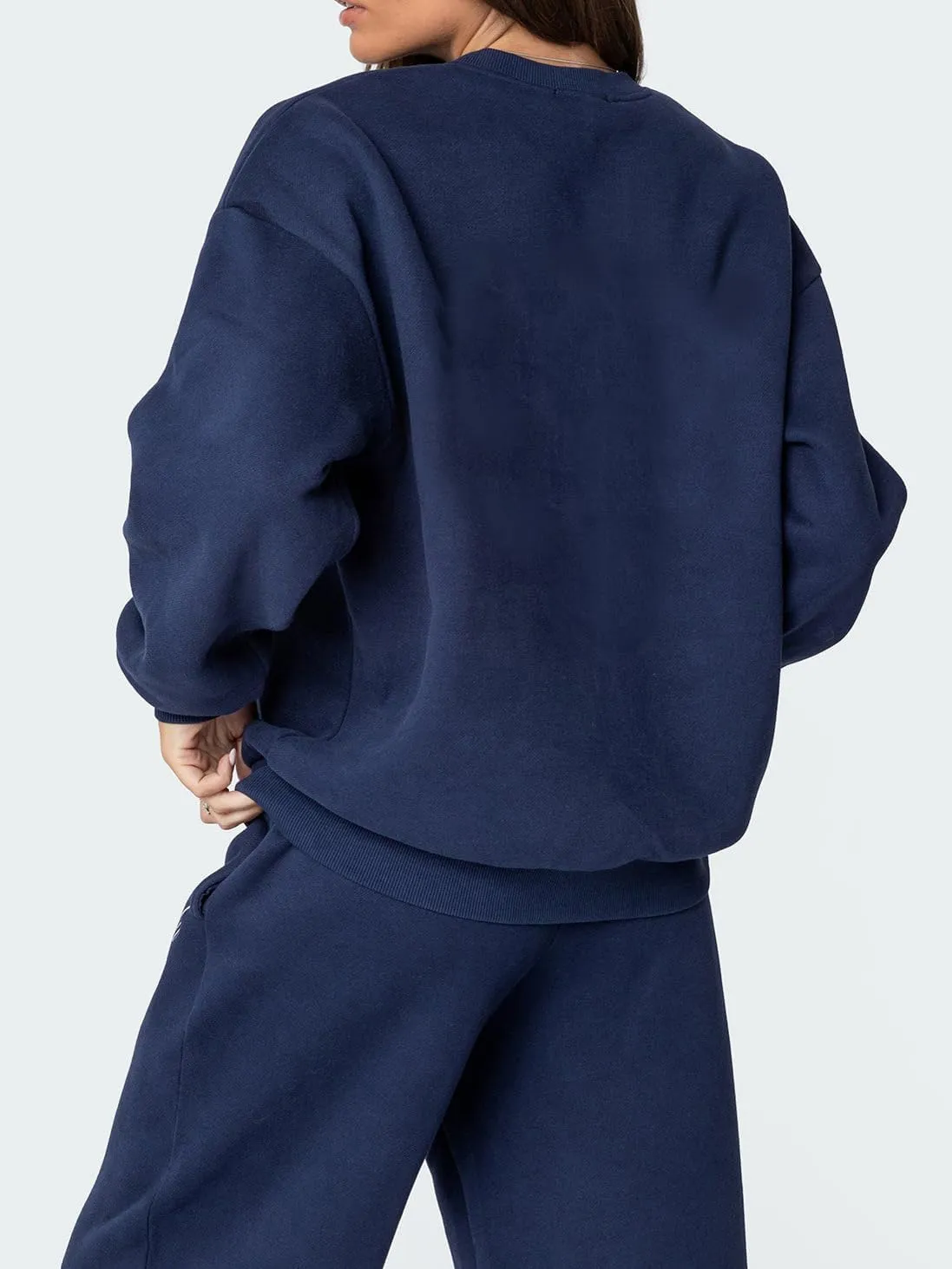 Bow Sweat Set for Women Sweatsuits 2 Piece Set Long Sleeve Oversized Hoodie Sweatpants Matching Tracksuit Preppy