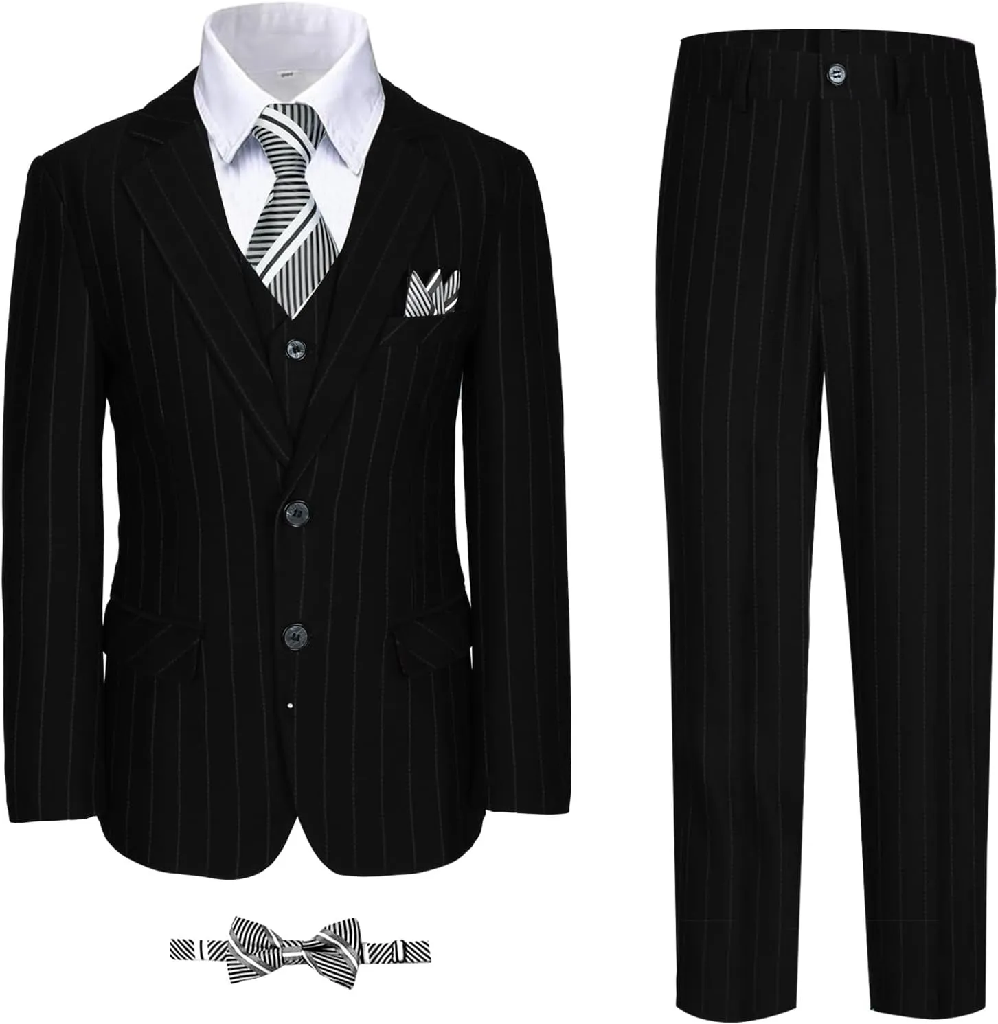 Boy Suits Stripe Tuxedo Suit Set Complete Outfit Formal Wedding Party Wear Ring Bearer Outfit