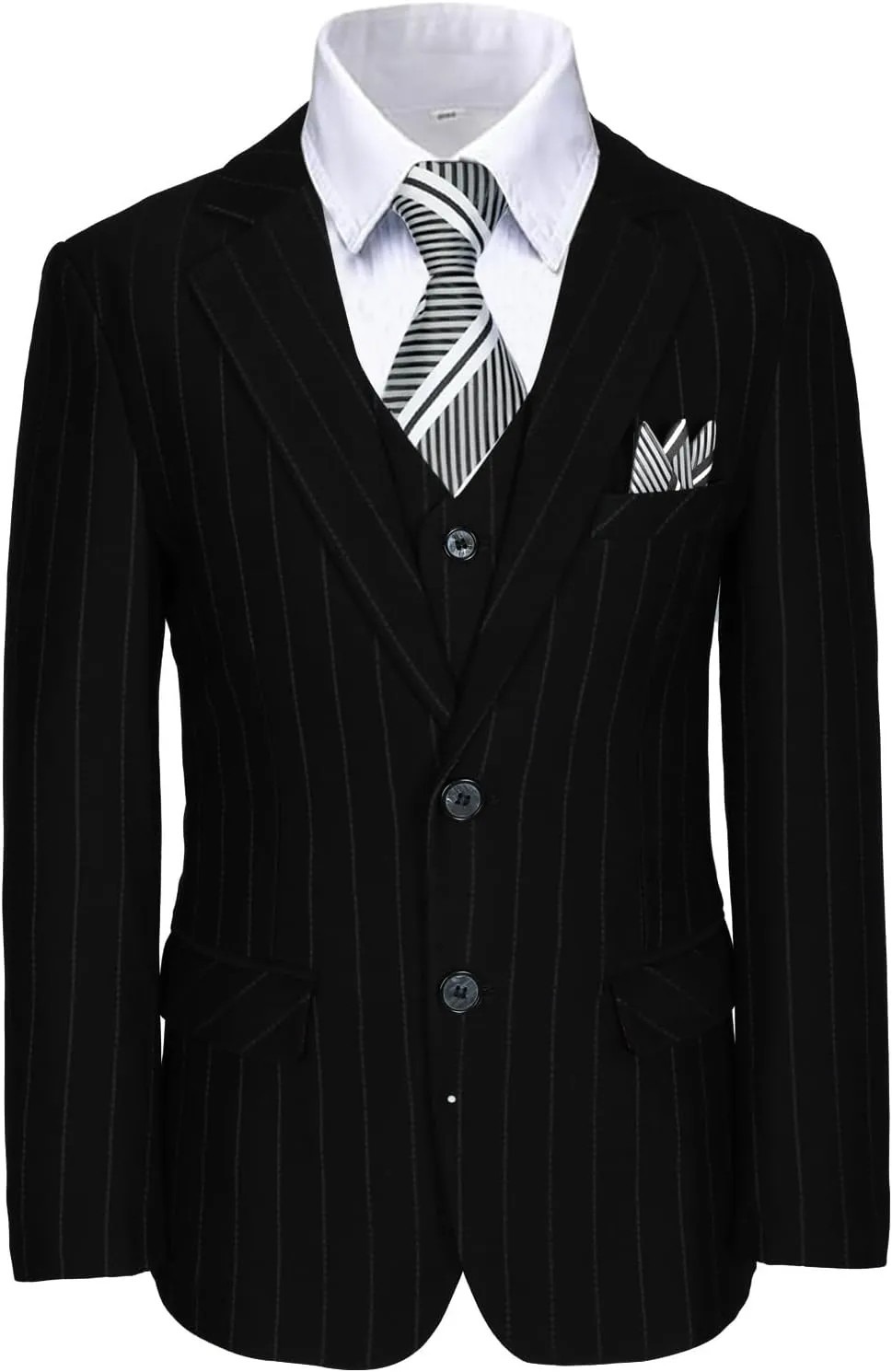 Boy Suits Stripe Tuxedo Suit Set Complete Outfit Formal Wedding Party Wear Ring Bearer Outfit
