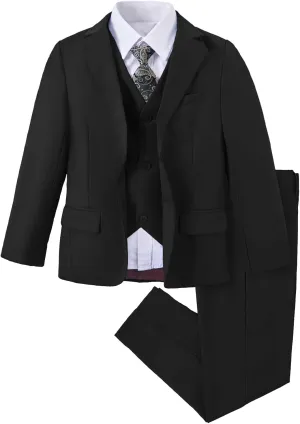 Boys Suit Slim Fit 5 Piece for Kids Toddler Suit Wedding Outfit for Teenage Boys Formal Tuxedo Set