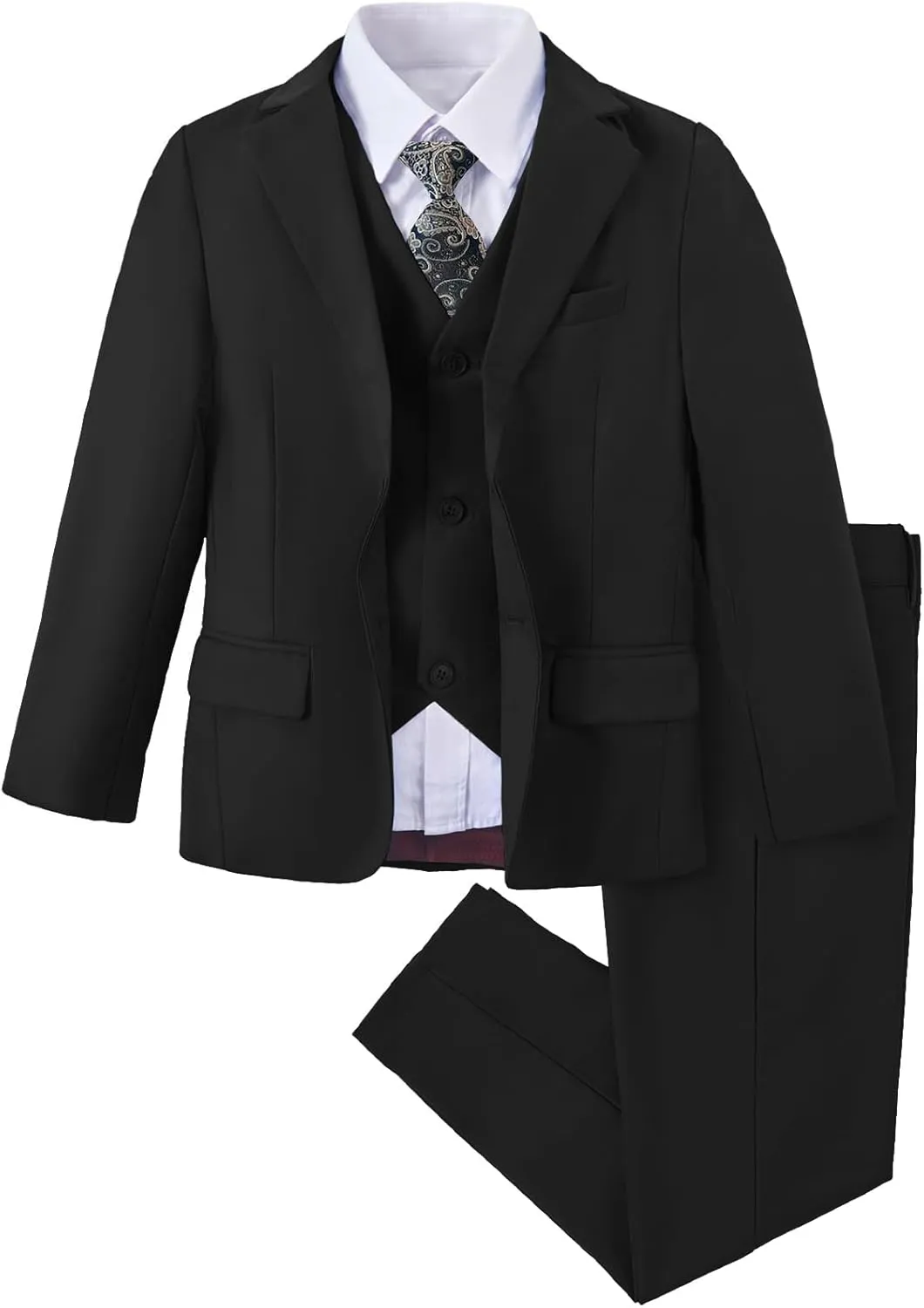 Boys Suit Slim Fit 5 Piece for Kids Toddler Suit Wedding Outfit for Teenage Boys Formal Tuxedo Set