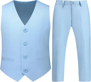 Boys Vest Suits 2 Piece Outfit Tuxedo Set for Kids Size 4-14 Formal Suit for Boys with Vest and Pants Set Slim