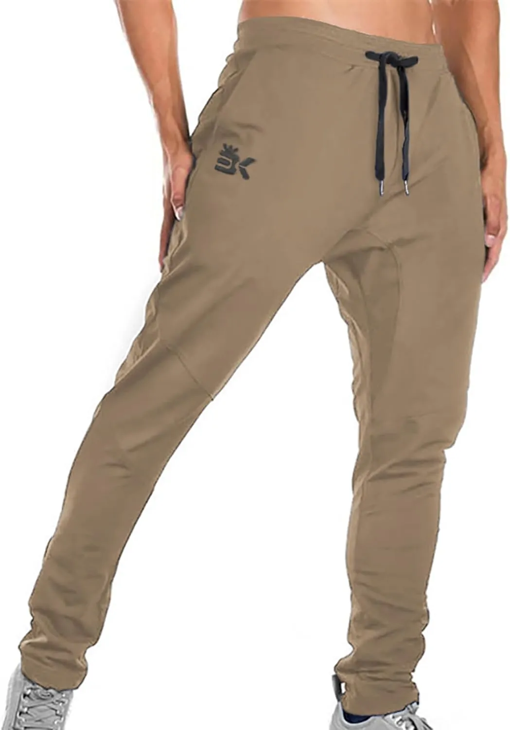 BROKIG Mens Jogger Sport Pants, Casual Zipper Gym Workout Sweatpants Pockets