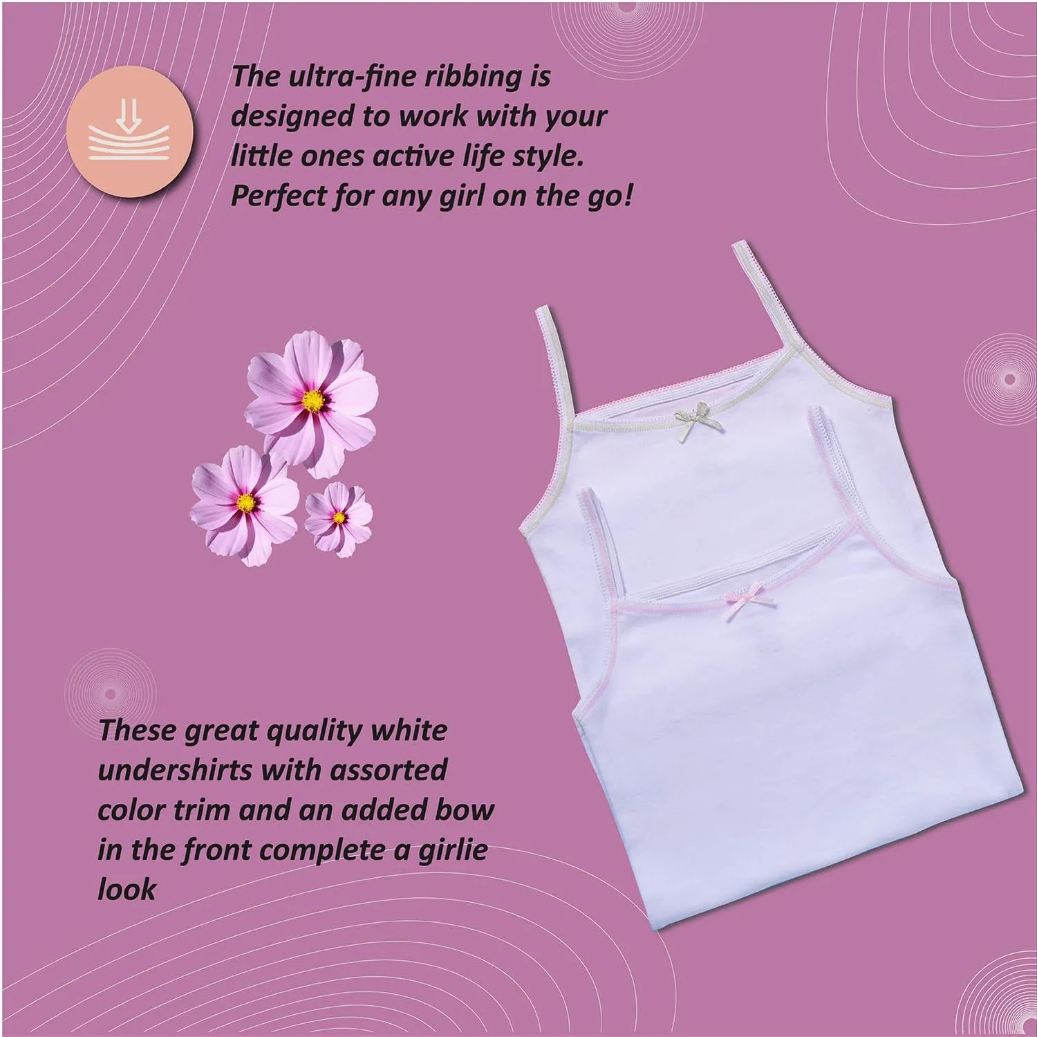 Buyless Fashion Girls Tank Tops - Sleeveless Cami Tanks Cotton Undershirts for Dance Gymnastics, Kids & Toddler Size (8 Pack)