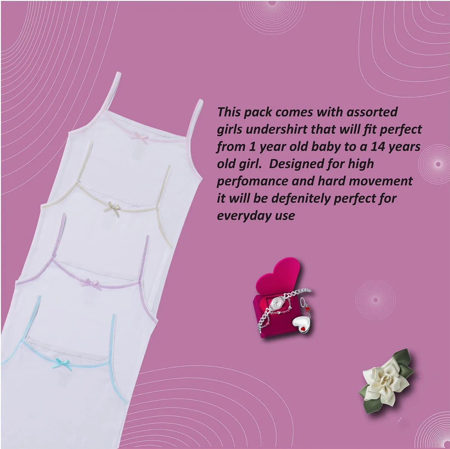 Buyless Fashion Girls Tank Tops - Sleeveless Cami Tanks Cotton Undershirts for Dance Gymnastics, Kids & Toddler Size (8 Pack)