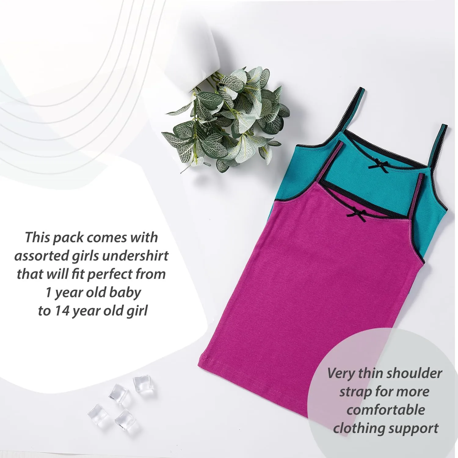 Buyless Fashion Girls Tank Tops - Sleeveless Cami Tanks Cotton Undershirts for Dance Gymnastics, Kids & Toddler Size (8 Pack)
