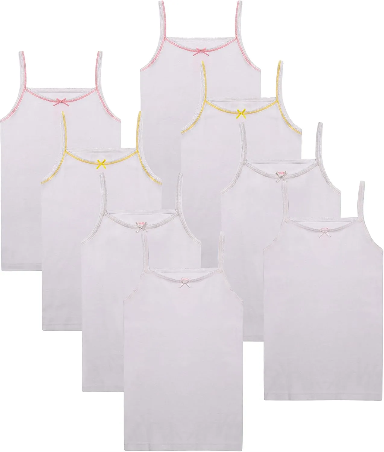 Buyless Fashion Girls Tank Tops - Sleeveless Cami Tanks Cotton Undershirts for Dance Gymnastics, Kids & Toddler Size (8 Pack)