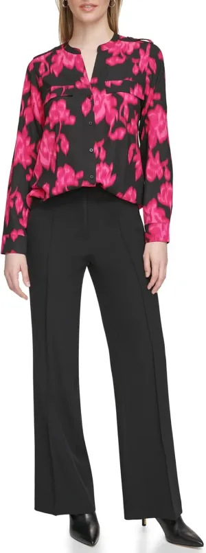 Calvin Klein Women's Roll Tab Sleeve Printed