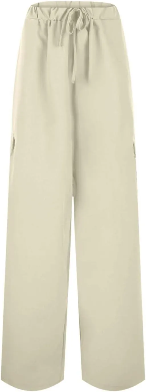 Casual Pants for Women Summer Wide Leg Pants with Pockets High Waist Loose Trousers Business Work Cargo Trousers