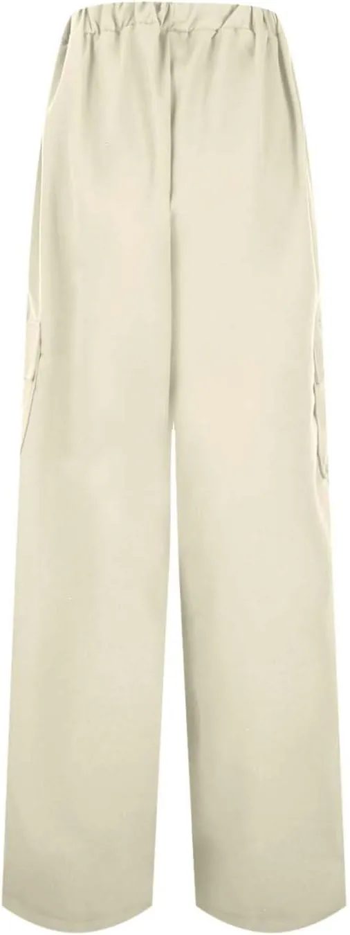 Casual Pants for Women Summer Wide Leg Pants with Pockets High Waist Loose Trousers Business Work Cargo Trousers