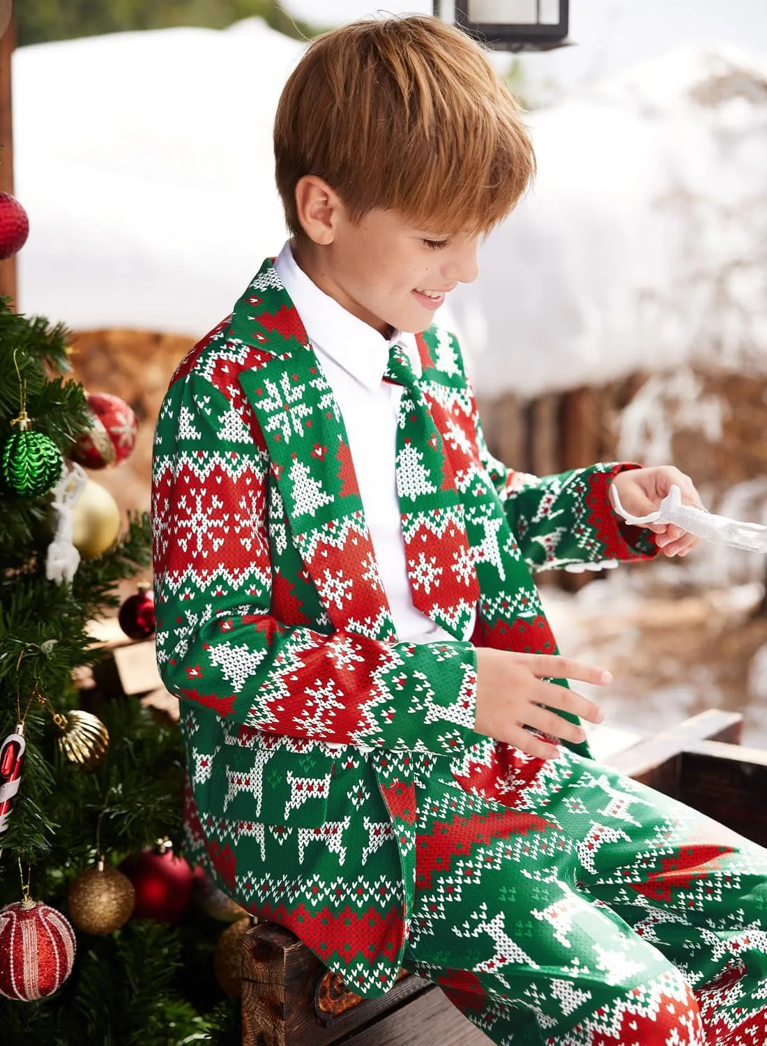 Christmas Boys Ugly 3 Piece Suits with Jacket, Pants & Tie 5-14 Years