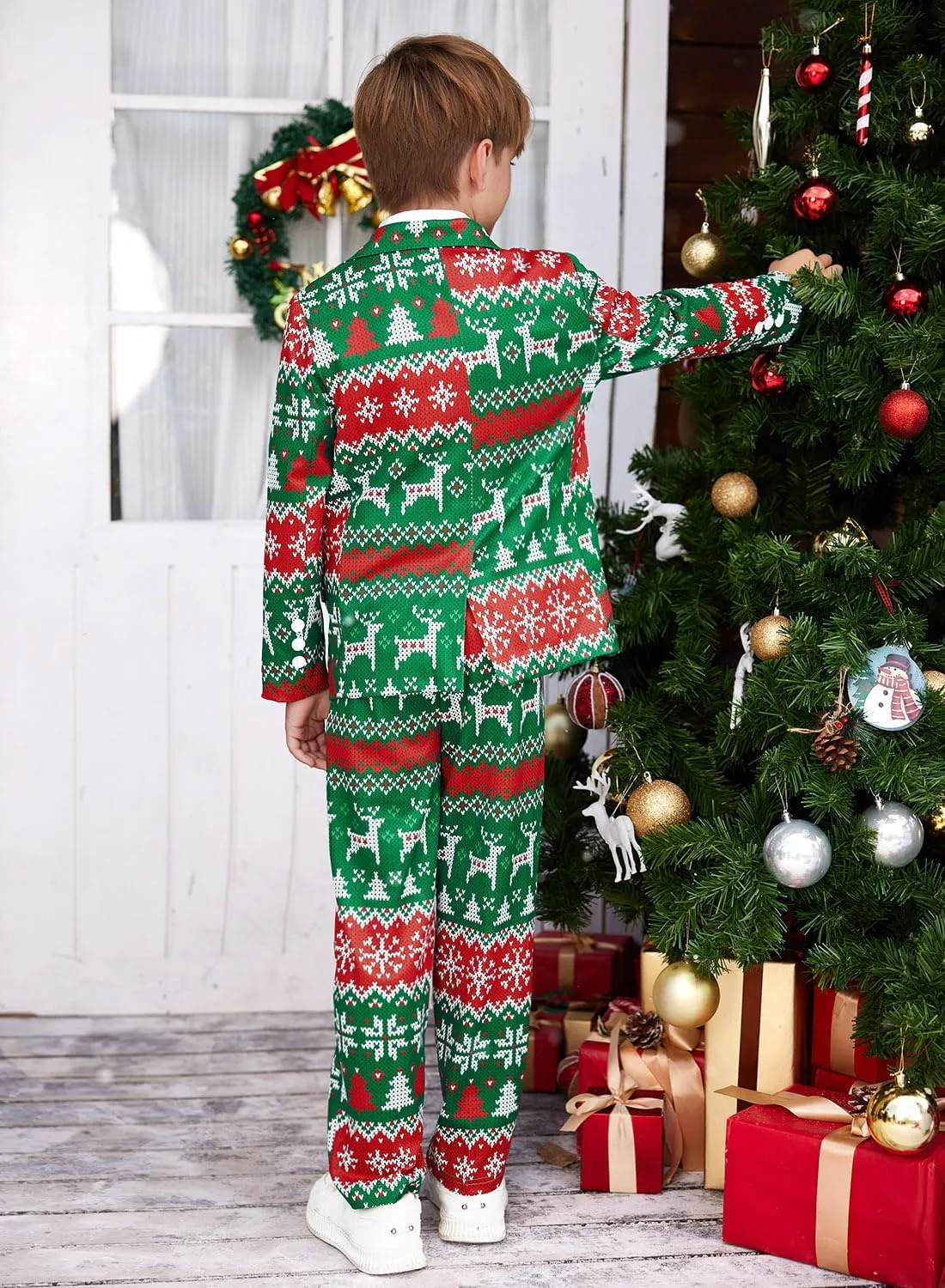 Christmas Boys Ugly 3 Piece Suits with Jacket, Pants & Tie 5-14 Years