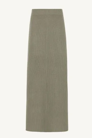 Chunky Knit Merino Wool Maxi Skirt - Sage