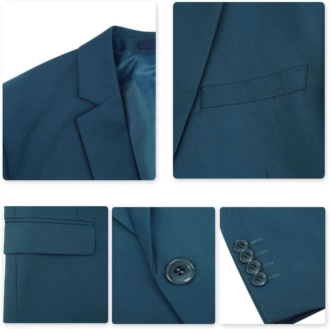 Cloudstyle Men's 3-Piece 2 Buttons Slim Fit Solid Color Jacket Smart Wedding Formal Suit